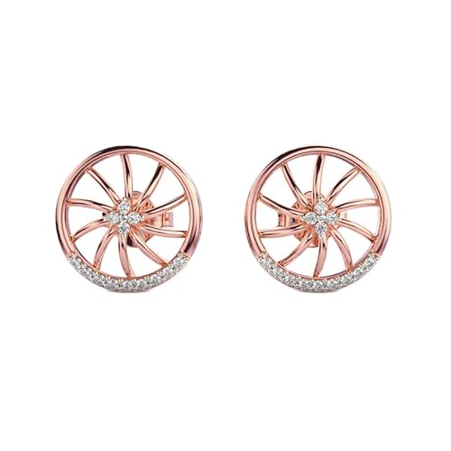 Ohrstecker „Fährenrad“ aus 925er Sterlingsilber | Roségold-Beschichtung | Anzahl der Steine: 10 | Edelsteingröße: 0,1 mm | Gewicht: 0,07 Karat | Form: rund | 2,114 Gramm | LKE_R_00119 von LKBEADS