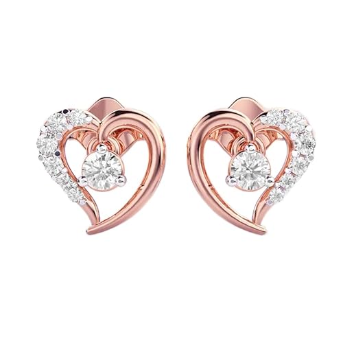 Ohrstecker „Happy Hearts“ aus 925er Sterlingsilber | Roségold-Beschichtung | Anzahl der Steine: 14 | Edelsteingröße: 0,01–0,10 mm | Gewicht: 0,21 Karat | Form: rund | 1,172 Gramm | LKE_R_00004 von LKBEADS