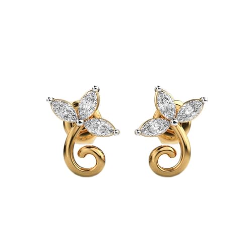 Ohrstecker „Mystic Petals“ aus 925er Sterlingsilber | Vergoldung, Nr. Stein: 6, Edelsteingröße: 0,01–0,07 mm | Gewicht: 0,4 Karat, Form: Marquise | 1,56 Gramm | LKE_G_00022 von LKBEADS