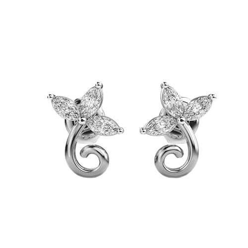 Ohrstecker „Mystic Petals“ aus 925er Sterlingsilber | Versilberung, Nr. Stein: 6, Edelsteingröße: 0,01–0,07 mm | Gewicht: 0,4 Karat, Form: Marquise | 1,56 Gramm | LKE_W_00022 von LKBEADS