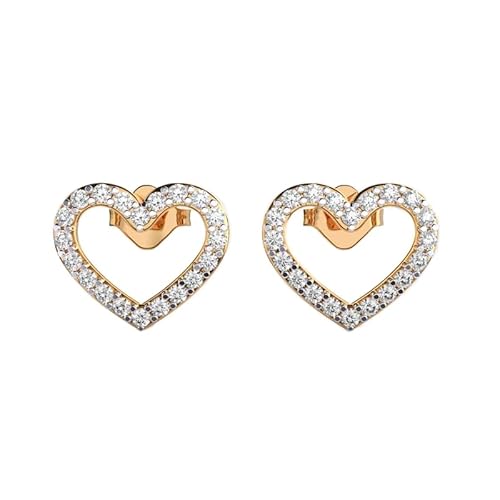 Ohrstecker Herz aus 925er Sterlingsilber | Vergoldung | Anzahl der Steine: 40 | Edelsteingröße: 0,01–0,07 mm | Gewicht: 0,4 Karat | Form: rund | 2,88 Gramm | LKE_G_00147 von LKBEADS