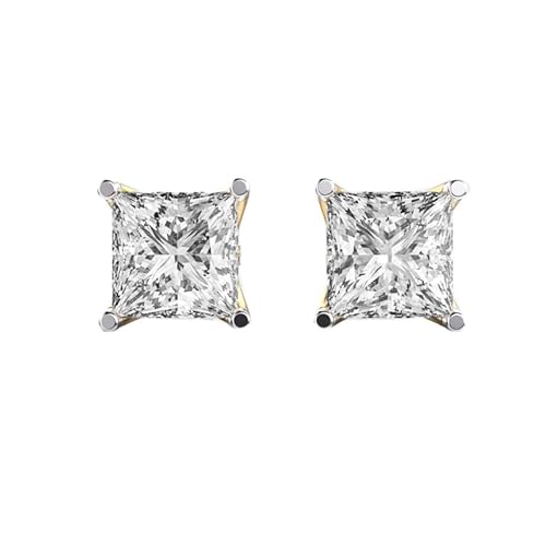 Ohrstecker aus 925er Sterlingsilber, schnelle Auswahl | Vergoldung, Nr. Stein: 2, Edelsteingröße: 2,00–2,99 mm | Gewicht: 4 Karat, Form: Prinzessin | 4,2 Gramm | LKE_G_00275 von LKBEADS