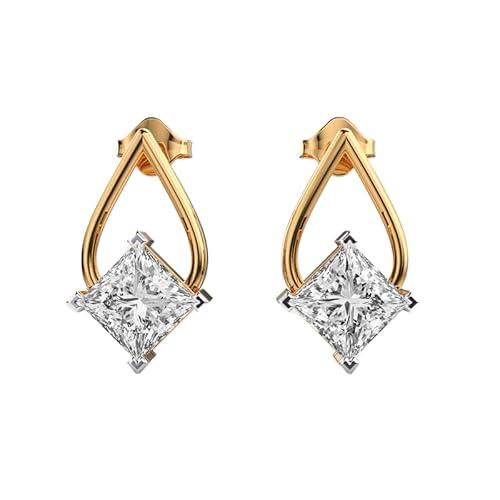 Ohrstecker aus 925er Sterlingsilber mit Regentropfen-Matrix | Vergoldung, Nr. Stein: 2, Edelsteingröße: 1,0–1,49 mm | Gewicht: 2,7 Karat, Form: Prinzessin | 3,54 Gramm | LKE_G_00053 von LKBEADS