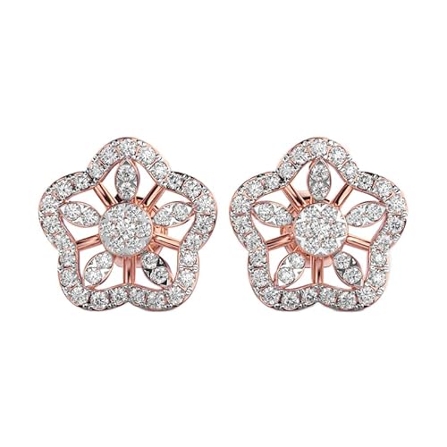 Ohrstecker aus 925er Sterlingsilber mit Roselight-Besatz | Roségold-Beschichtung | Steinzahl: 84 | Edelsteingröße: 0,1 mm | Gewicht: 0,74 Karat | Form: rund | 3,459 Gramm | LKE_R_00248 von LKBEADS