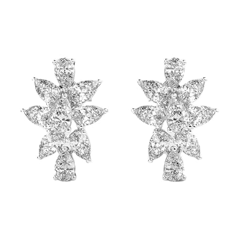 Ohrstecker aus 925er Sterlingsilber mit feurigem Funkeln | Versilberung, Anzahl der Steine: 18, Edelsteingröße: 0,08–0,22 mm | Gewicht: 2,8 Karat, Form: Birne | 2,99 Gramm | LKE_W_00183 von LKBEADS