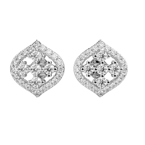 Ohrstecker aus 925er Sterlingsilber mit leuchtenden Blütenblättern | Versilberung | Anzahl der Steine: 50 | Edelsteingröße: 0,01–0,10 mm | Gewicht: 0,42 Karat | Form: rund | 3,234 Gramm || W_00151 von LKBEADS