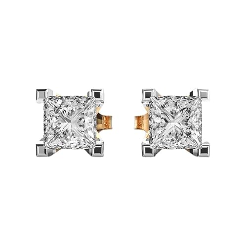 Ohrstecker im Prinzessinnen-Design aus 925er Sterlingsilber | Vergoldung, Nr. Stein: 2, Edelsteingröße: 1,00–1,49 mm | Gewicht: 2,5 Karat, Form: Prinzessin | 3,8 Gramm | LKE_G_00173 von LKBEADS