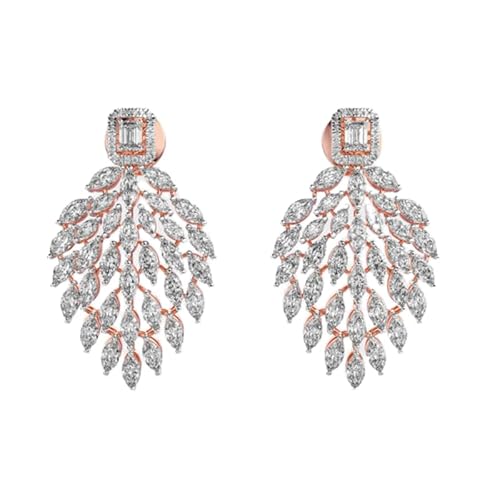 Ohrstecker in Form einer Kaskade aus 925er Sterlingsilber | Roségold-Beschichtung | Steinzahl 112 | Edelsteingröße 0,01–0,22 mm | Gewicht 8,864 Karat | Formmix | 1,733 Gramm | LKE_R_00242 von LKBEADS