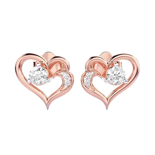 Ohrstecker in Form kleiner Herzen aus 925er Sterlingsilber | Roségold-Beschichtung | Anzahl der Steine: 6 | Edelsteingröße: 0,08–0,10 mm | Gewicht: 0,25 Karat | Form: rund | 1,85 Gramm | LKE_R_00092 von LKBEADS