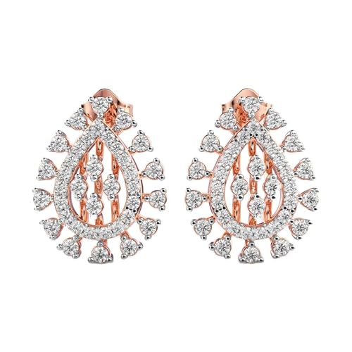 Ohrstecker in Tropfenform aus 925er Sterlingsilber | Roségold-Beschichtung | Steinzahl: 74 | Edelsteingröße: 0,01–0,07 mm | Gewicht: 1,17 Karat | Form: rund | 6,534 Gramm | LKE_R_00060 von LKBEADS