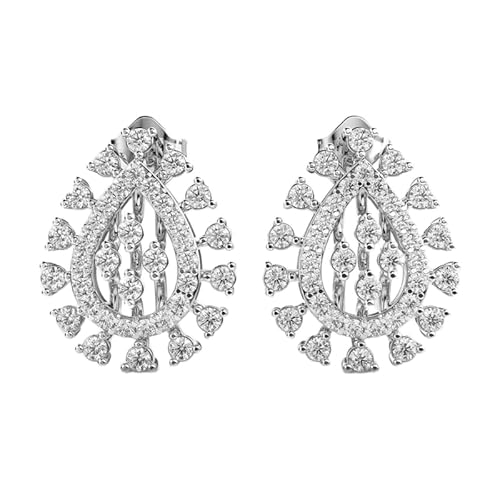 Ohrstecker in Tropfenform aus 925er Sterlingsilber | Versilberung, Nr. Stein: 74, Edelsteingröße: 0,01–0,07 mm | Gewicht: 1,17 Karat, Form: rund | 6,534 Gramm | LKE_W_00060 von LKBEADS