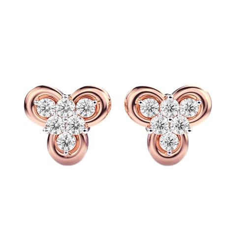 Ohrstecker mit Stechpalmenmotiv aus 925er Sterlingsilber | Roségoldbeschichtung | Anzahl der Steine: 12 | Edelsteingröße: 0,01–0,07 mm | Gewicht: 0,54 Karat | Form: rund | 3,708 Gramm | LKE_R_00156 von LKBEADS