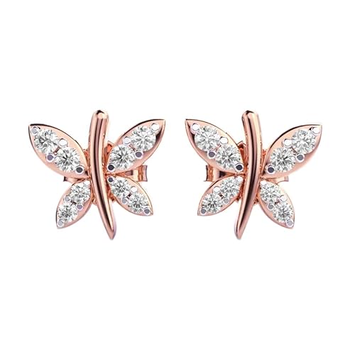 Ohrstecker mit kreisenden Fliegen aus 925er Sterlingsilber | Roségoldbeschichtung | Anzahl der Steine: 16 | Edelsteingröße: 0,01–0,0 mm | Gewicht: 0,19 Karat | Form: rund | 1,398 Gramm | LKE_R_00177 von LKBEADS