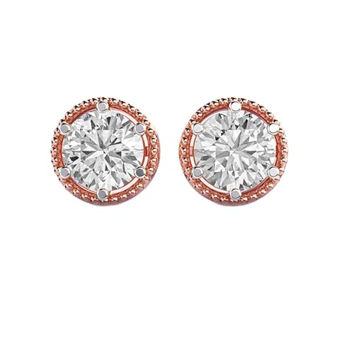 Ohrstecker mit kugelförmigen Charms aus 925er Sterlingsilber | Roségold-Beschichtung | Steinzahl: 2 | Edelsteingröße: 1,50–1,99 mm | Gewicht: 3 Karat | Form: rund | 4,2 Gramm | LKE_R_00120 von LKBEADS