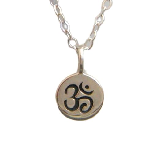 Om-Halskette aus 925er Sterlingsilber. Zen-Yoga-Yogi-Schmuck. Schlichter Ohm-Symbol-Anhänger. Für jeden Tag. Zierlicher Schmuck. Geschenk für sie | mit 45,7 cm langer Kette | versilbert | L_PN_0489 von LKBEADS