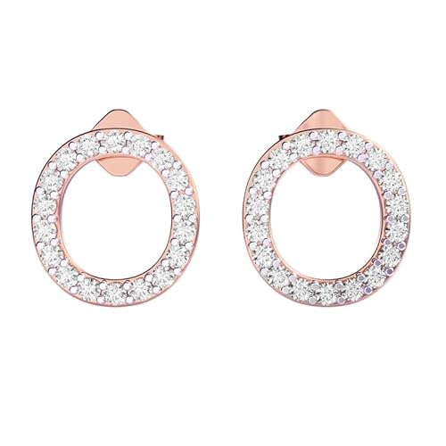 Opulente ovale Ohrstecker aus 925er Sterlingsilber | Roségoldbeschichtung | Anzahl der Steine: 36 | Edelsteingröße: 0,01–0,07 mm | Gewicht: 0,36 Karat | Form: rund | 3,172 Gramm | LKE_R_00188 von LKBEADS