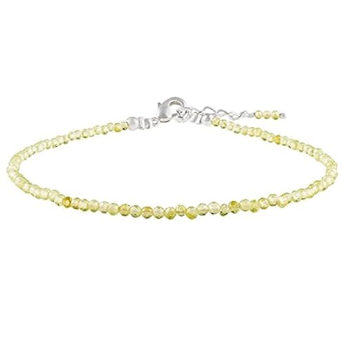 Peridot, 2–2,5 mm, runde Form, facettierte Perlen, 17,8 cm, verstellbarer versilberter Verschluss, Armband für Männer und Frauen | LK_STACK_05333 von LKBEADS