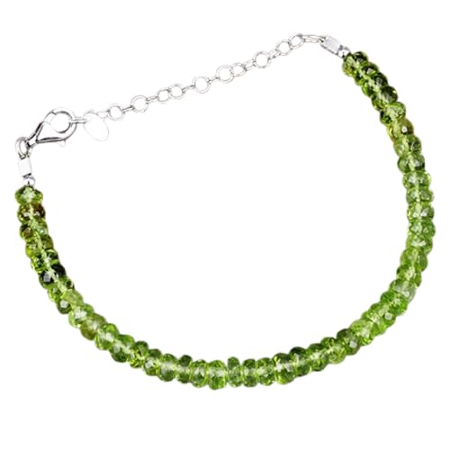 Peridot, 3–3,5 mm, Rondellform, facettierte Perlen, 17,8 cm, verstellbarer versilberter Verschluss, Armband für Männer und Frauen | LK_STACK_05302 Peridot, 3–3,5 mm, Rondellform, facettierte Perlen, 17,8 cm, verstellbarer versilberter Verschluss, Armband für Männer und Frauen | LK_STACK_05302 von LKBEADS