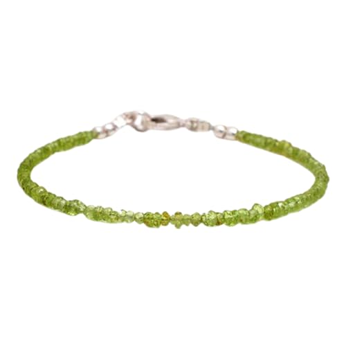 Peridot 2–2,5 mm, runde Form, facettierte Perlen, 17,8 cm, versilberter Verschluss, Armband für Männer und Frauen | LK_STACK_05331 von LKBEADS