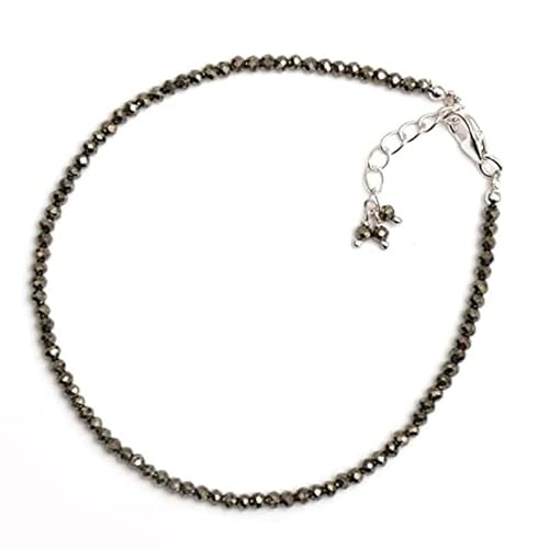 Pyrit 2–2,5 mm, runde Form, facettierte Schliffperlen, 17,8 cm, verstellbarer versilberter Verschluss, Armband für Männer und Frauen | LK_STACK_05597 von LKBEADS
