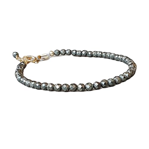 Pyrit 3–3,5 mm, runde Form, facettierte Schliffperlen, 17,8 cm, verstellbarer vergoldeter Verschluss, Armband für Männer und Frauen | LK_STACK_05609 Pyrit 3–3,5 mm, runde Form, facettierte Schliffperlen, 17,8 cm, verstellbarer vergoldeter Verschluss, Armband für Männer und Frauen | LK_STACK_05609 von LKBEADS