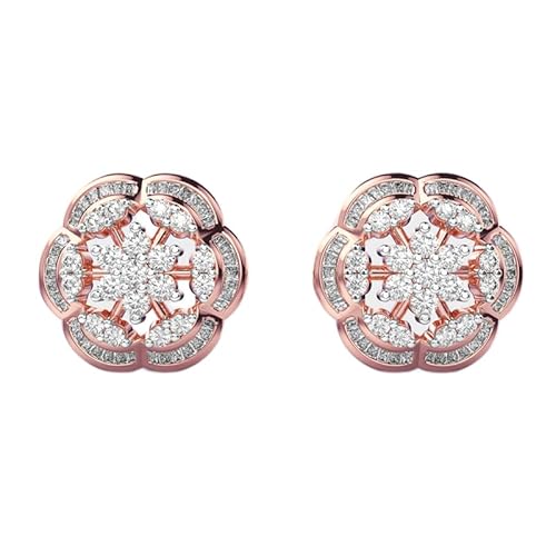 Raahat-Ohrstecker aus 925er Sterlingsilber | Roségoldbeschichtung | Steinzahl: 122 | Edelsteingröße: 0,01–0,10 mm | Gewicht: 1,32 Karat | Form: rund und Baguette | 7,644 Gramm | LKE_R_00255 von LKBEADS