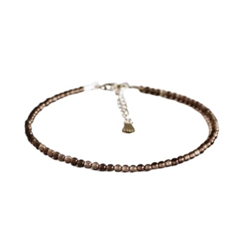 Rauchquarz, 2 mm, runde Form, glatt geschliffene Perlen, 17,8 cm, verstellbarer versilberter Verschluss, Armband für Männer und Frauen | LK_STACK_06179 Rauchquarz, 2 mm, runde Form, glatt geschliffene Perlen, 17,8 cm, verstellbarer versilberter Verschluss, Armband für Männer und Frauen | LK_STACK_06179 von LKBEADS