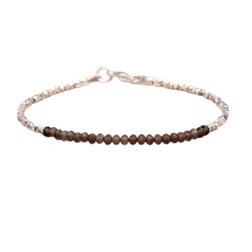Rauchquarz, 3 mm, Rondellform, facettierte Perlen, 17,8 cm, versilberter Verschluss, Armband für Männer und Frauen | LK_STACK_06166 Rauchquarz, 3 mm, Rondellform, facettierte Perlen, 17,8 cm, versilberter Verschluss, Armband für Männer und Frauen | LK_STACK_06166 von LKBEADS