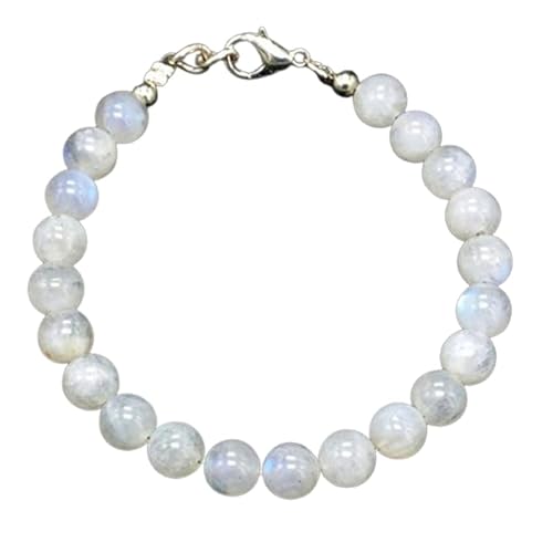 Regenbogen-Mondstein, 8 mm, runde Form, glatt geschliffene Perlen, 17,8 cm, versilberter Verschluss, Armband für Männer und Frauen | LK_STACK_05749 Regenbogen-Mondstein, 8 mm, runde Form, glatt geschliffene Perlen, 17,8 cm, versilberter Verschluss, Armband für Männer und Frauen | LK_STACK_05749 von LKBEADS