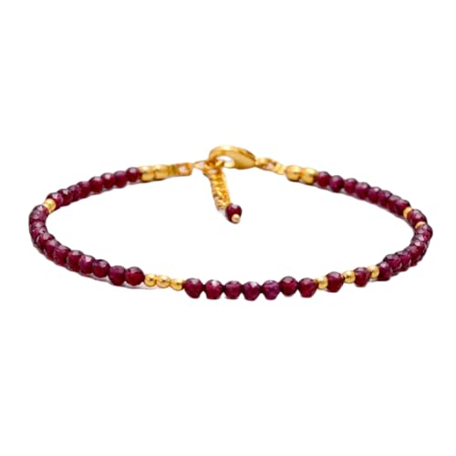 Rhodolith-Granat, 2–2,5 mm, runde Form, facettierte Perlen, 17,8 cm, verstellbarer vergoldeter Verschluss, Armband für Männer und Frauen | LK_STACK_05799 von LKBEADS