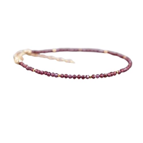 Rhodolith-Granat, 2 mm, runde Form, facettierte Perlen, 17,8 cm, verstellbarer vergoldeter Verschluss, Armband für Männer und Frauen | LK_STACK_05804 von LKBEADS