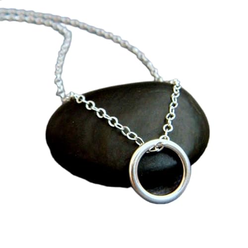 Ringkette aus 925er Sterlingsilber. Kleine runde Halskette. Schlichter Schmuck für jeden Tag. Zarte Halskette. Sterling. Minimalistisch. Ewigkeitsring | mit 18-Zoll-Kette | versilbert | L_PN_0167 von LKBEADS