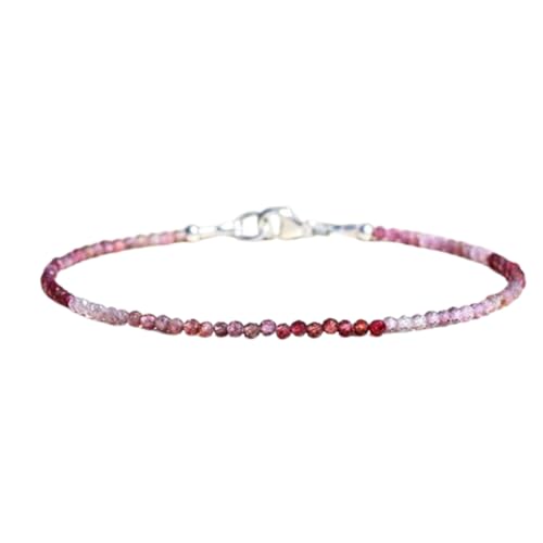 Rosa Spinell, 2–2,5 mm, runde Form, facettierte Perlen, 17,8 cm, versilberter Verschluss, Armband für Männer und Frauen | LK_STACK_05511 Rosa Spinell, 2–2,5 mm, runde Form, facettierte Perlen, 17,8 cm, versilberter Verschluss, Armband für Männer und Frauen | LK_STACK_05511 von LKBEADS
