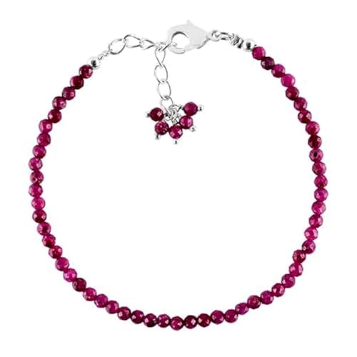 Rubin 2–2,5 mm, runde Form, facettierte Perlen, 17,8 cm, verstellbarer versilberter Verschluss, Armband für Männer und Frauen | LK_STACK_05939 von LKBEADS