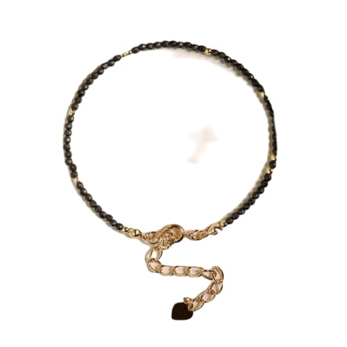 Schungit-Perlen, 2 mm, rund, facettiert, geschliffen, 17,8 cm, verstellbarer vergoldeter Verschluss, Armband für Männer und Frauen | LK_STACK_06114 von LKBEADS