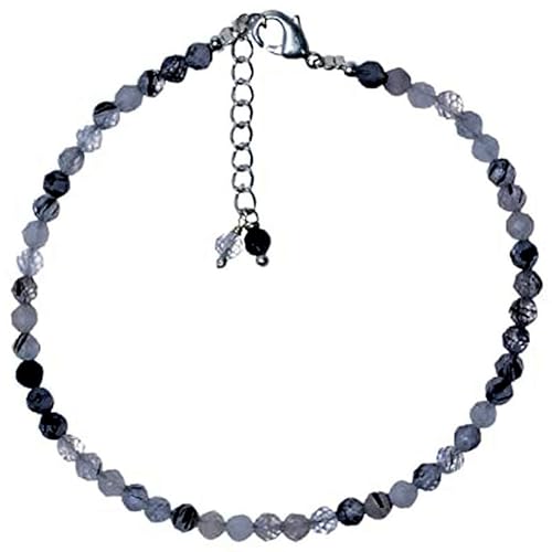 Schwarze Rutilperlen, 3 mm, rund, facettiert, geschliffen, 17,8 cm, verstellbarer, versilberter Verschluss, Armband für Männer und Frauen | LK_STACK_01120 Schwarze Rutilperlen, 3 mm, rund, facettiert, geschliffen, 17,8 cm, verstellbarer, versilberter Verschluss, Armband für Männer und Frauen | LK_STACK_01120 von LKBEADS