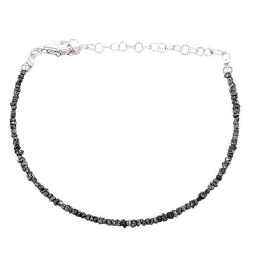 Schwarzer Diamant, 2 mm, Nugget-Chips-Form, grob geschliffene Perlen, 17,8 cm, verstellbar, versilberter Verschluss, Armband für Männer und Frauen | LK_STACK_00961 Schwarzer Diamant, 2 mm, Nugget-Chips-Form, grob geschliffene Perlen, 17,8 cm, verstellbar, versilberter Verschluss, Armband für Männer und Frauen | LK_STACK_00961 von LKBEADS