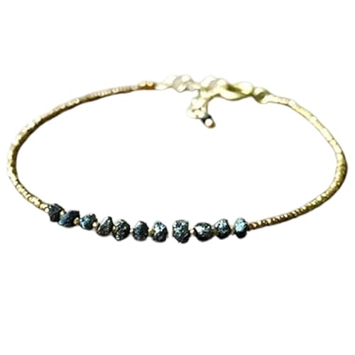Schwarzer Diamant, 3,5–4 mm, ungeschliffene Splitterform, grob geschliffene Perlen, 17,8 cm, verstellbarer vergoldeter Verschluss, Armband für Männer und Frauen | LK_STACK_00970 Schwarzer Diamant, 3,5–4 mm, ungeschliffene Splitterform, grob geschliffene Perlen, 17,8 cm, verstellbarer vergoldeter Verschluss, Armband für Männer und Frauen | LK_STACK_00970 von LKBEADS