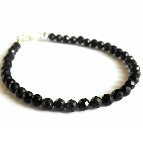 Schwarzer Obsidian, 4–4,5 mm, runde Form, facettierte Schliffperlen, 17,8 cm, versilberter Verschluss, Armband für Männer und Frauen | LK_STACK_01039 Schwarzer Obsidian, 4–4,5 mm, runde Form, facettierte Schliffperlen, 17,8 cm, versilberter Verschluss, Armband für Männer und Frauen | LK_STACK_01039 von LKBEADS