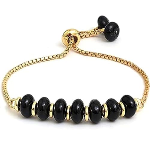 Schwarzer Quarz, 8 mm, Rondellform, glatt geschliffene Perlen, 17,8 cm, verstellbarer vergoldeter Verschluss, Armband für Männer und Frauen | LK_STACK_01105 Schwarzer Quarz, 8 mm, Rondellform, glatt geschliffene Perlen, 17,8 cm, verstellbarer vergoldeter Verschluss, Armband für Männer und Frauen | LK_STACK_01105 von LKBEADS