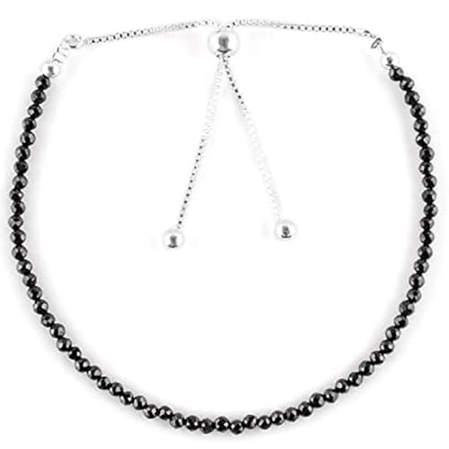 Schwarzer Spinell, 2–2,5 mm, runde Form, facettierte Perlen, 17,8 cm, verstellbarer versilberter Verschluss, Armband für Männer und Frauen | LK_STACK_01204 Schwarzer Spinell, 2–2,5 mm, runde Form, facettierte Perlen, 17,8 cm, verstellbarer versilberter Verschluss, Armband für Männer und Frauen | LK_STACK_01204 von LKBEADS