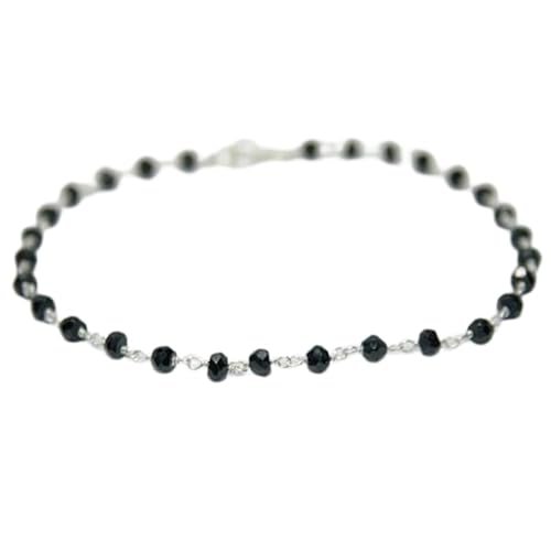 Schwarzer Spinell, 3,5 mm, Rondellform, facettierte Perlen, 17,8 cm, versilberter Verschluss, Armband für Männer und Frauen | LK_STACK_01156 Schwarzer Spinell, 3,5 mm, Rondellform, facettierte Perlen, 17,8 cm, versilberter Verschluss, Armband für Männer und Frauen | LK_STACK_01156 von LKBEADS