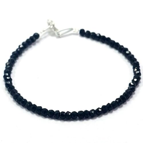 Schwarzer Spinell, 3,5 mm, Rondellform, facettierte Perlen, 17,8 cm, versilberter Verschluss, Armband für Männer und Frauen | LK_STACK_01157 Schwarzer Spinell, 3,5 mm, Rondellform, facettierte Perlen, 17,8 cm, versilberter Verschluss, Armband für Männer und Frauen | LK_STACK_01157 von LKBEADS