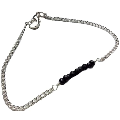Schwarzer Spinell, 3–3,5 mm, Rondellform, facettierte Perlen, 17,8 cm, versilberter Verschluss, Armband für Männer und Frauen | LK_STACK_01163 von LKBEADS