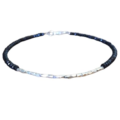 Schwarzer Spinell, 3 mm, Rondellform, facettierte Perlen, 17,8 cm, versilberter Verschluss, Armband für Männer und Frauen | LK_STACK_01173 Schwarzer Spinell, 3 mm, Rondellform, facettierte Perlen, 17,8 cm, versilberter Verschluss, Armband für Männer und Frauen | LK_STACK_01173 von LKBEADS