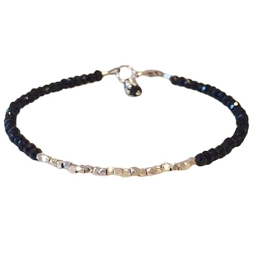 Schwarzer Spinell, 3 mm, Rondellform, facettierte Perlen, 17,8 cm, versilberter Verschluss, Armband für Männer und Frauen | LK_STACK_01174 Schwarzer Spinell, 3 mm, Rondellform, facettierte Perlen, 17,8 cm, versilberter Verschluss, Armband für Männer und Frauen | LK_STACK_01174 von LKBEADS