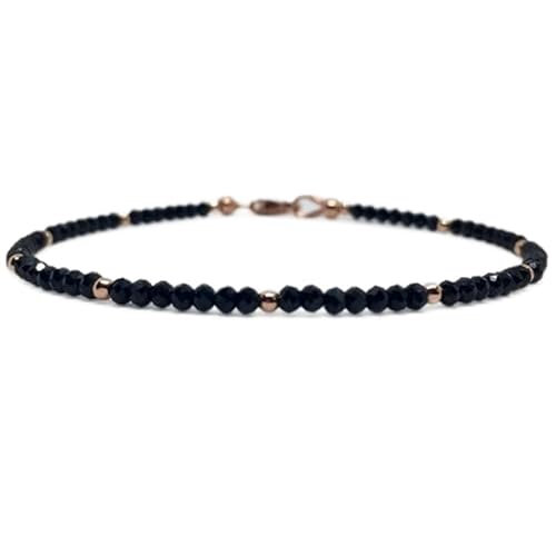 Schwarzer Spinell, 3 mm, runde Form, facettierte Perlen, 17,8 cm, versilberter Verschluss, Armband für Männer und Frauen | LK_STACK_01259 Schwarzer Spinell, 3 mm, runde Form, facettierte Perlen, 17,8 cm, versilberter Verschluss, Armband für Männer und Frauen | LK_STACK_01259 von LKBEADS