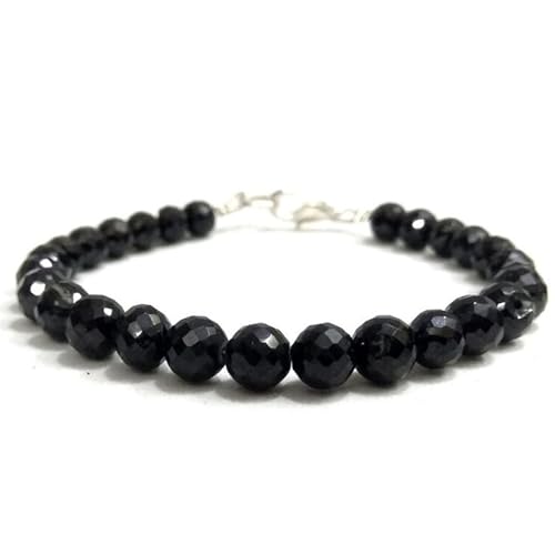 Schwarzer Spinell, 8 mm, runde Form, facettierte Perlen, 17,8 cm, verstellbarer versilberter Verschluss, Armband für Männer und Frauen | LK_STACK_01283 Schwarzer Spinell, 8 mm, runde Form, facettierte Perlen, 17,8 cm, verstellbarer versilberter Verschluss, Armband für Männer und Frauen | LK_STACK_01283 von LKBEADS