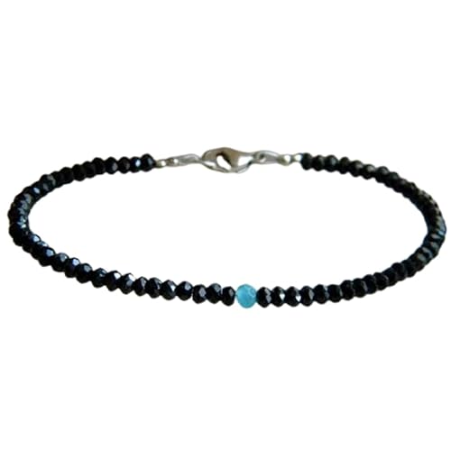 Schwarzer Spinell mit Apatit, 3 mm, Rondellform, facettierte Perlen, 17,8 cm, versilberter Verschluss, Armband für Männer und Frauen | LK_STACK_07162 Schwarzer Spinell mit Apatit, 3 mm, Rondellform, facettierte Perlen, 17,8 cm, versilberter Verschluss, Armband für Männer und Frauen | LK_STACK_07162 von LKBEADS