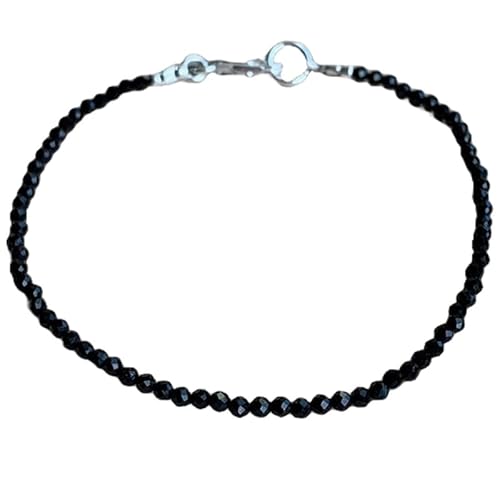 Schwarzer Turmalin, 2,5 mm, runde Form, facettierte Perlen, 17,8 cm, versilberter Verschluss, Armband für Männer und Frauen | LK_STACK_01303 Schwarzer Turmalin, 2,5 mm, runde Form, facettierte Perlen, 17,8 cm, versilberter Verschluss, Armband für Männer und Frauen | LK_STACK_01303 von LKBEADS